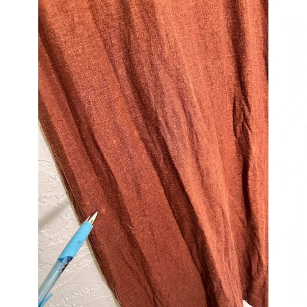 White Stag Linen‎ Blend Embroidered Midi Dress Rust Orange Sleeveless Large